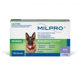 Milpro Dog 5kg to 25kg Broad Spectrum Allwormer 2 Tablets | Vet Products Direct Australia